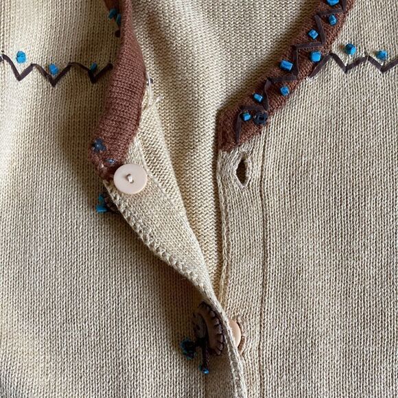 Storybook Knits Button Down Southwestern Embellished Sweater Size Small - Picture 15 of 16
